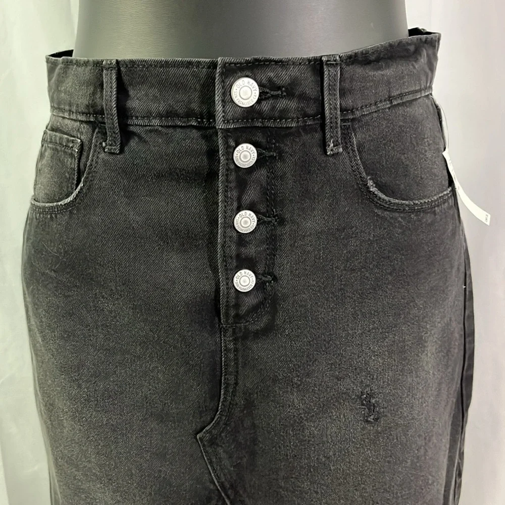 NWT Old Navy Smoky Waters High Waisted Black Denim Mini Skirt